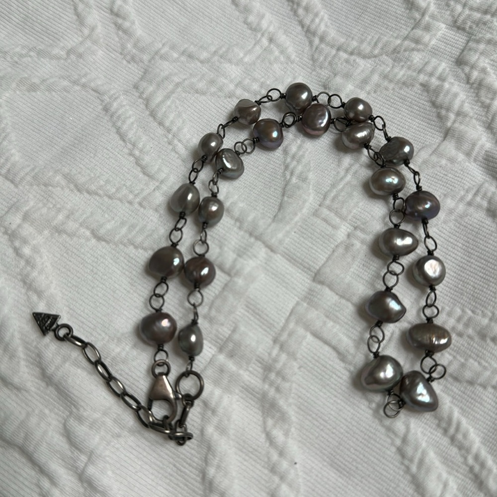 Silpada sterling silver iridescent purple gray freshwater pearl necklace - Picture 4 of 4